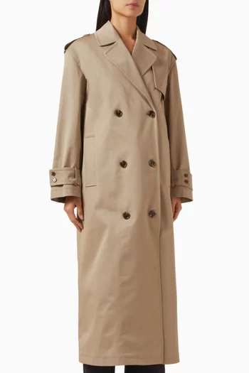 Oversized Trench Coat in Cotton Gabardine