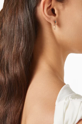 Mini Topaz & Diamond Safety Pin Single Earring