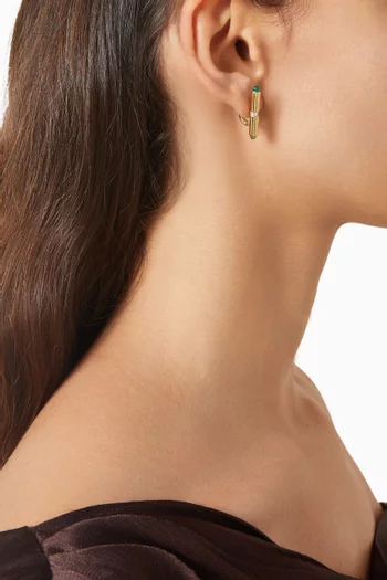 Diamond & Onyx Barbell Earrings in 14kt Yellow Gold