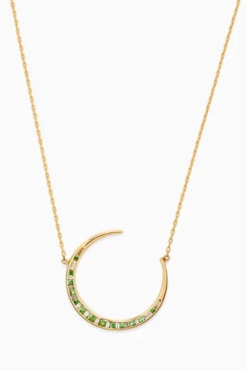 Qamar Diamond & Tsavorite Necklace in 18kt Yellow Gold