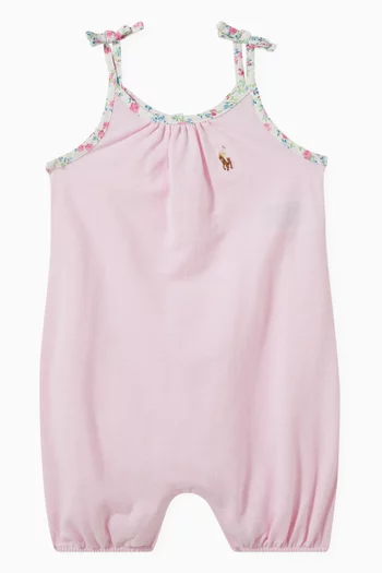 Pony-embroidered Romper in Cotton
