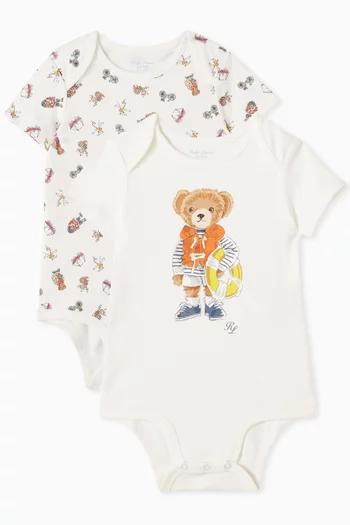 2-piece Bear-print Bodysuits in Cotton
