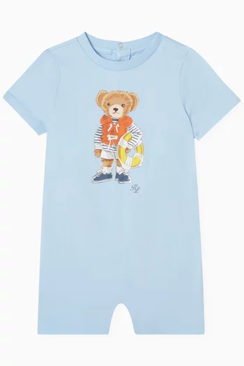 Bear-print Romper in Cotton