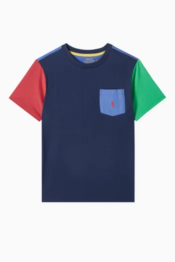 Colour-block T-shirt in Cotton