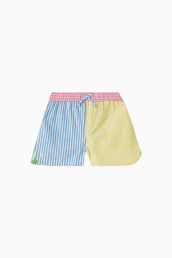 Striped Colour-block Shorts in Cotton
