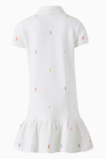 Logo Polo Dress in Stretch Cotton-piqué