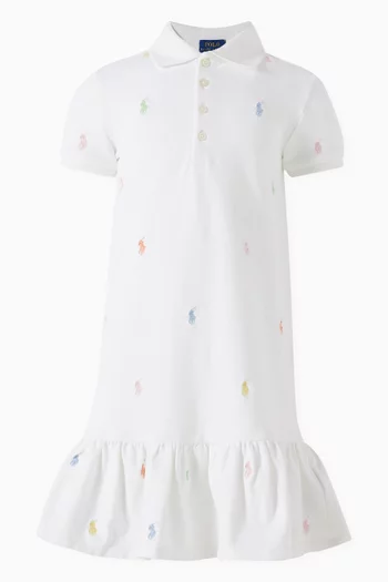Logo Polo Dress in Stretch Cotton-piqué