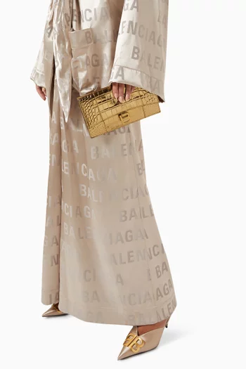 Small Hourglass Flat Pouch in Croc-embossed Calfskin