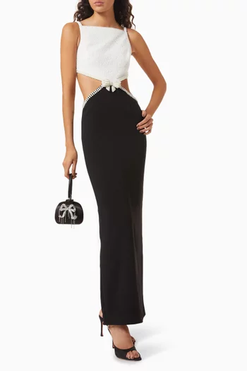Embellished Cut-out Maxi Dress in Crepe