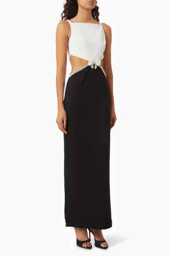 Embellished Cut-out Maxi Dress in Crepe