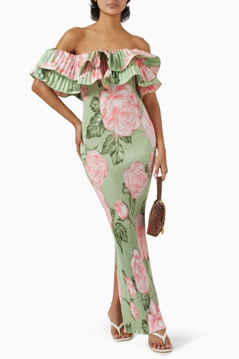 Premiere Pleated One-shoulder Gown