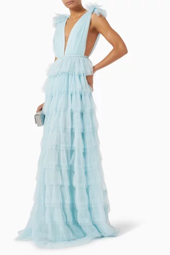 فستان سهرة سابرينا بطبقات متعددة تول