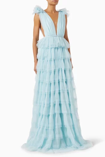 فستان سهرة سابرينا بطبقات متعددة تول