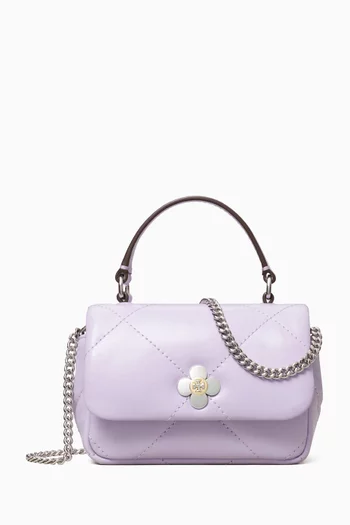 Kira Clover Diamond Micro Top-handle Bag in Quilted Leather