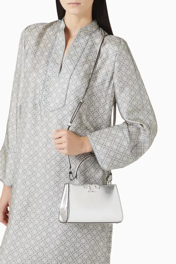 Eleanor Mini Satchel Bag in Metallic Leather