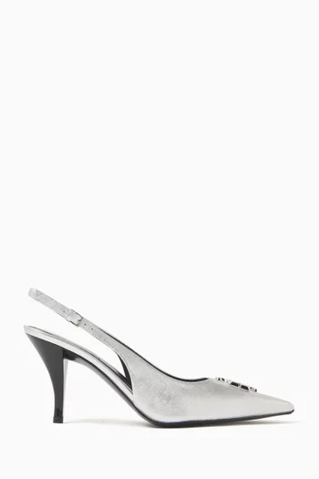 Eleanor 80 Slingback Pumps in Metallic Leather