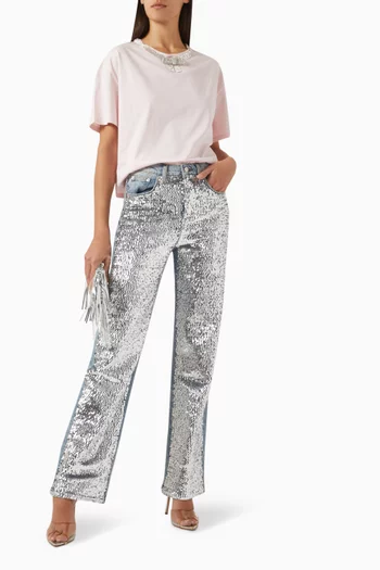 Sequin-embellished Jeans in Denim