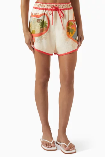 Great Escape Drawstring Shorts in Linen