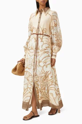 Fragments Shirt Midi Dress in Silk-cotton