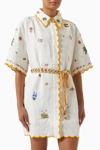 Vacay All-day Shirt Mini Dress in Linen