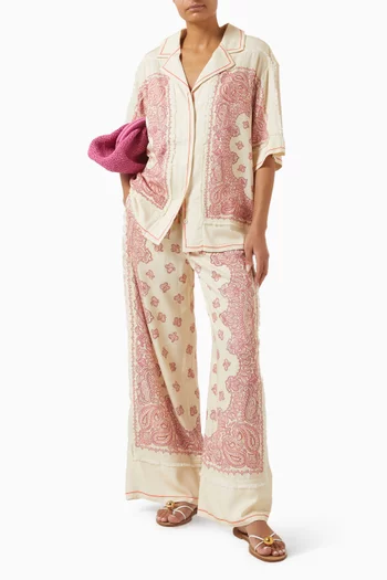 Fringed Oversized Shirt in Tencel-twill