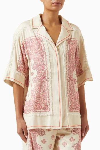 Fringed Oversized Shirt in Tencel-twill