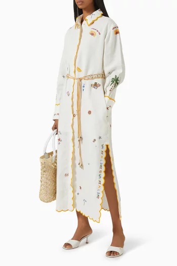 Vacay All-day Shirt Midi Dress in Linen