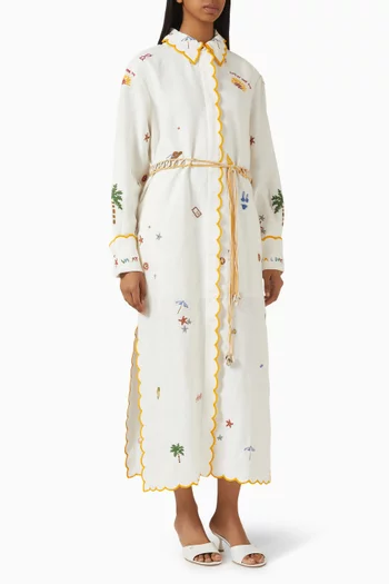 Vacay All-day Shirt Midi Dress in Linen