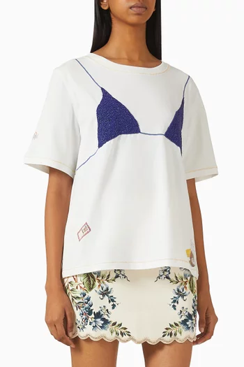 Vacay All-day Embellished T-shirt in Cotton