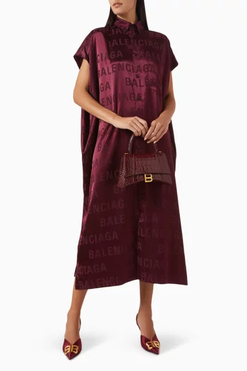 Raw-cut Jacquard Logo Dress in Silk