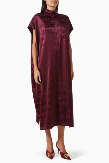 Raw-cut Jacquard Logo Dress in Silk