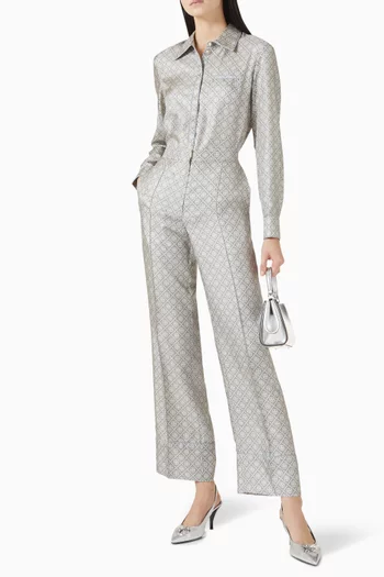 T Monogram-print Pants in Silk