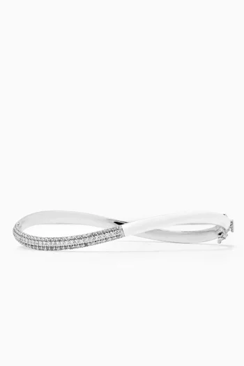 Femininity Infinity Diamond & Enamel Bangle in 18kt White Gold
