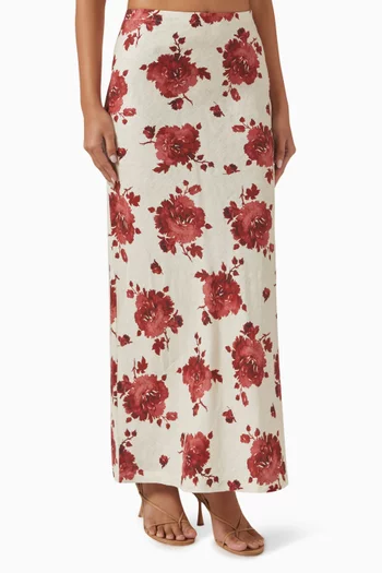 Elise Maxi Skirt in Linen