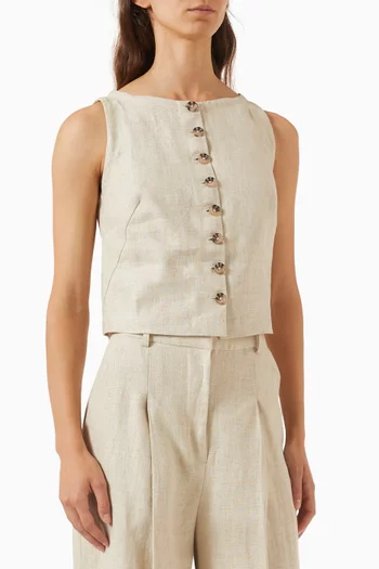 Elia Sleeveless Top in Linen