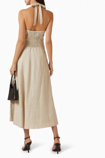 Marie Midi Dress in Linen
