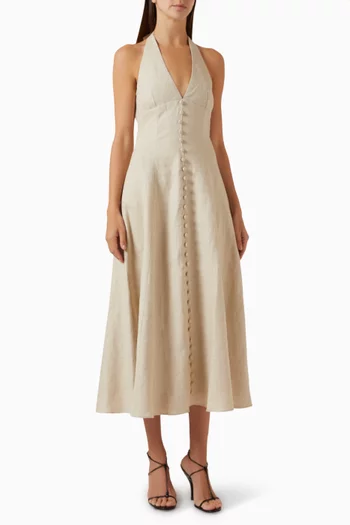 Marie Midi Dress in Linen