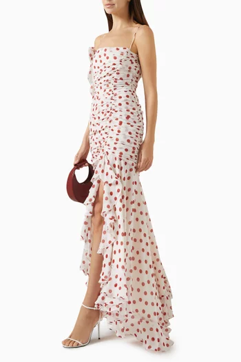 Rosado Ruched Maxi Dress in Chiffon