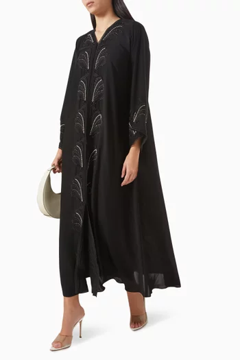 Butterfly Wings Cut-work Abaya in Nada