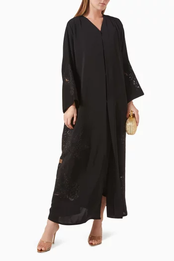 Rose Laser Bead Embellished Abaya