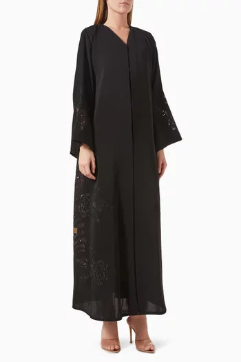 Rose Laser Bead Embellished Abaya