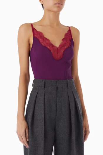 Lace Tank Top in Silk Jersey
