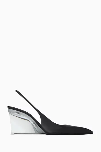 Miller Slingback Wedge  Pumps in Glazed Leather