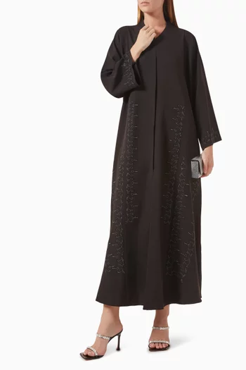 Thread-embroidered Abaya in Crepe