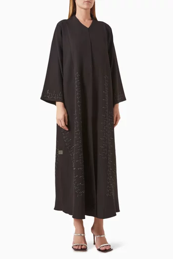Thread-embroidered Abaya in Crepe