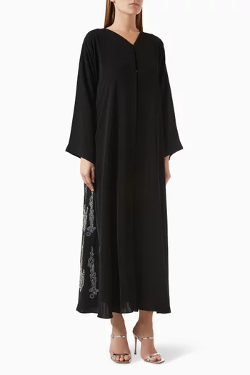 Bead-embellished Abaya in Nada