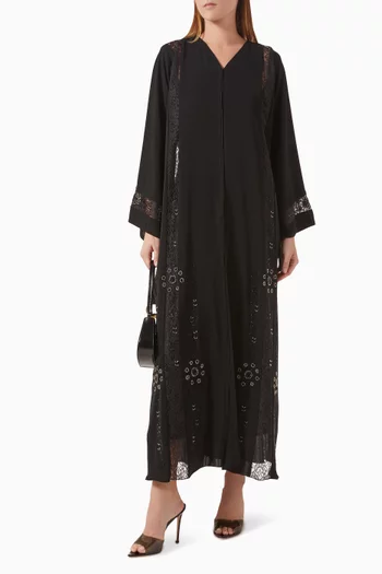 Bead-embellished Abaya in Nada