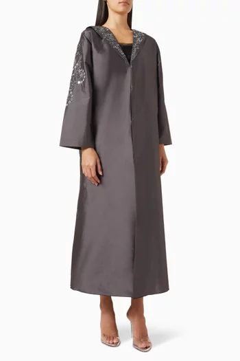 Sequin-embellished Abaya in Linen