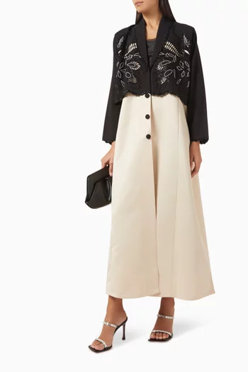Jacket Embellished Abaya in Crepe & Satin