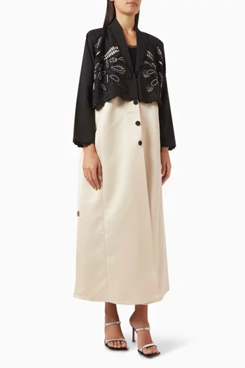 Jacket Embellished Abaya in Crepe & Satin